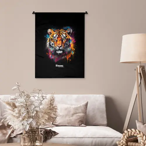 Tijger als street art kunstwerk Wandkleed katoen klein -sfeer4