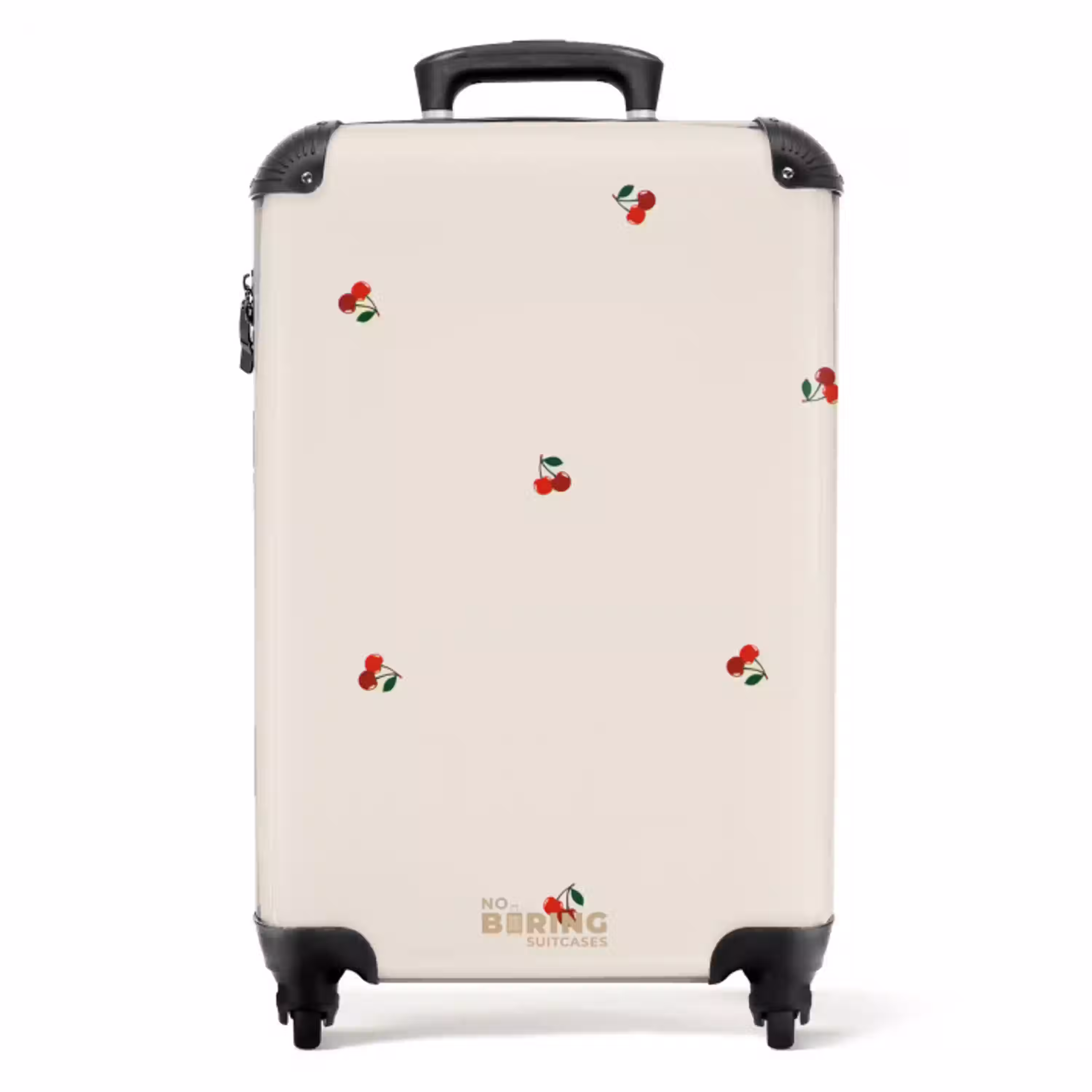 Beige achtergrond met patroon van kleine kersen NBS - Handbagage koffer - Unisex middel -productfoto_recht