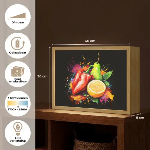 Paprika - Peer - Citroen - Graffiti - Verf - Abstract Light Box met batterij (Wandlamp) middel -USP_websiteoverzichtNL