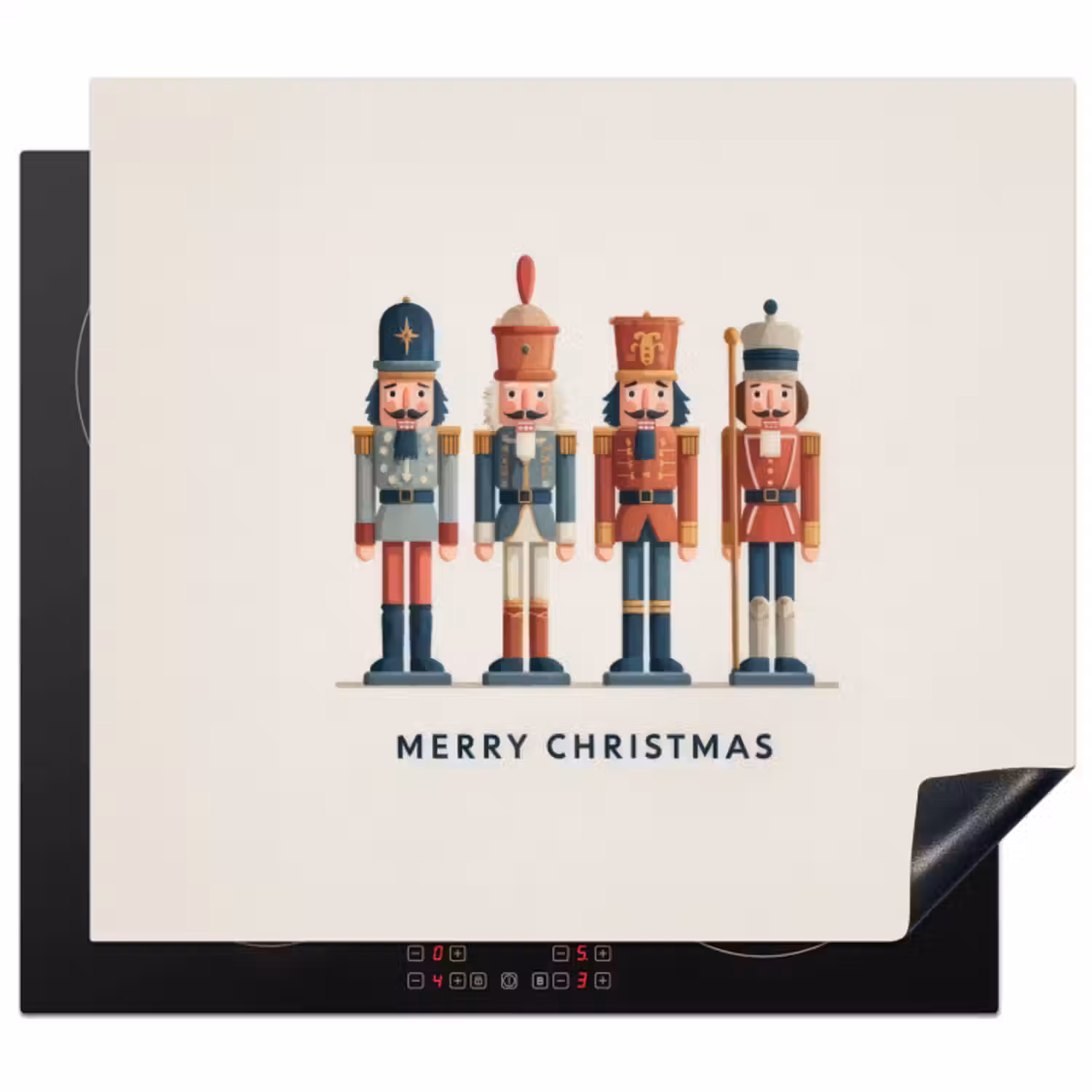 Inductie beschermer - Notenkrakers - Minimalistisch - Kerst - Beige