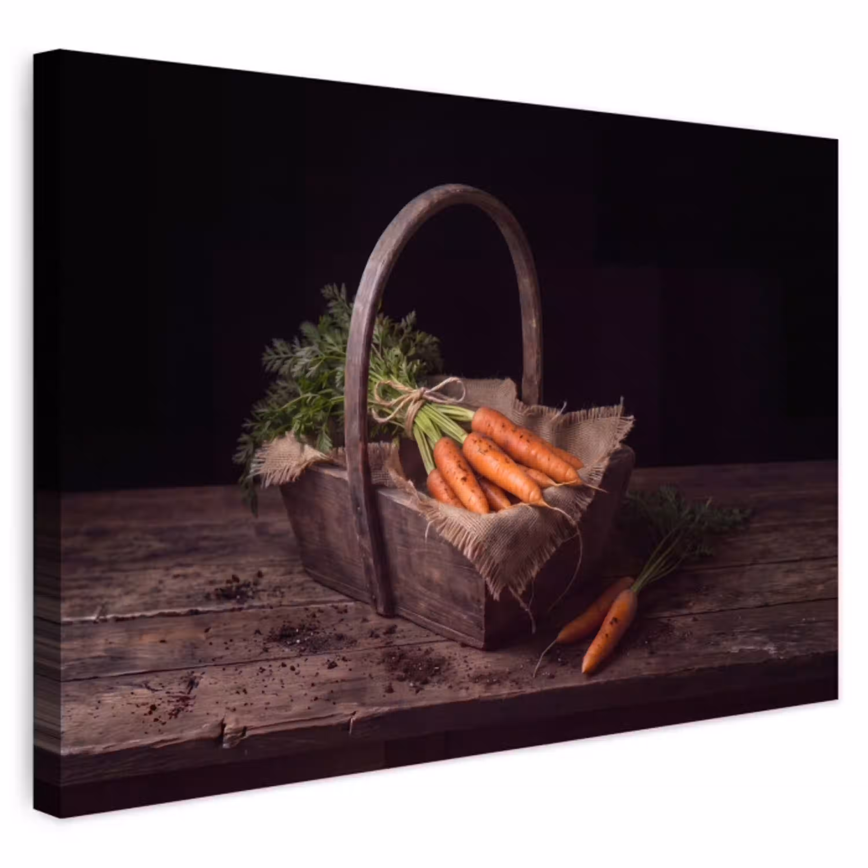 Wortels - Mand - Eten Tuinposter op houten frame 2 cm dik klein -3d