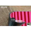 Roze - Strepen - Koffie - Maandag Placemat vinyl groot -closeup