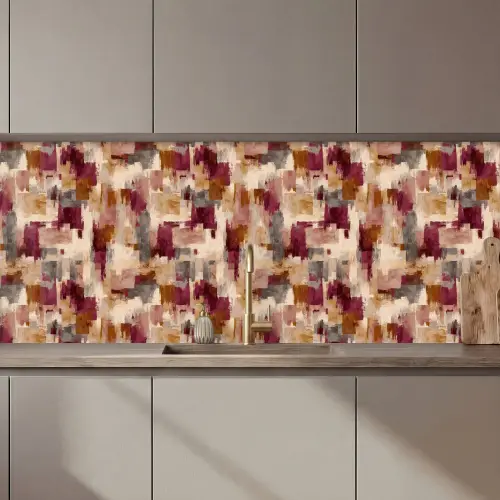Penseelstrepen - Herfstsymfonie - Bordeauxrood keuken achterwand 2 middel 871 zz_3dshopping