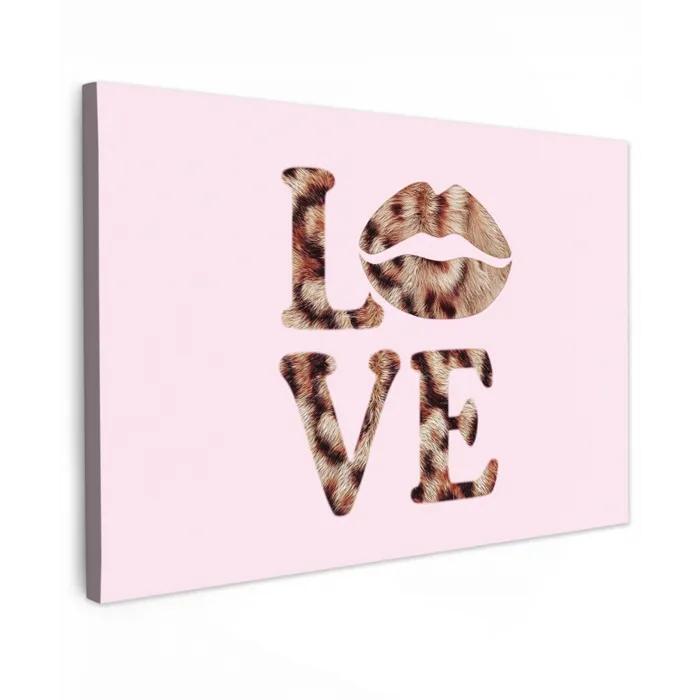 Tekst - Love - Pantervacht - Lichtroze canvas 2cm klein -z3d