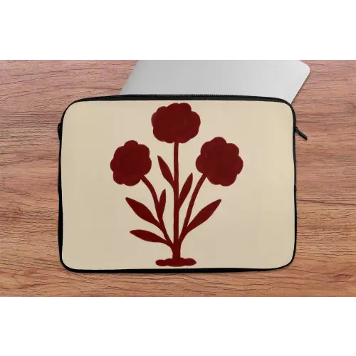 Bloemen - Bladeren - Rood - Minimalistisch laptophoes neopreen klein -tafel