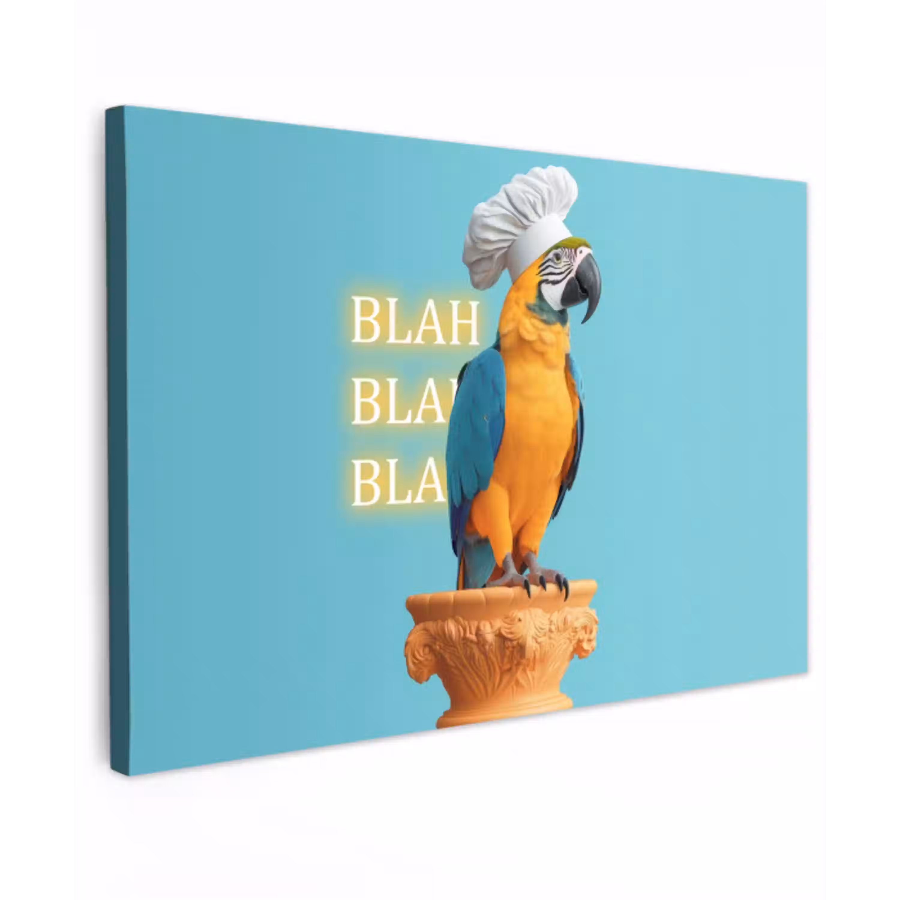 Papegaai - Koksmuts - Quote - Neon Tuinposter op houten frame 2 cm dik klein -3d