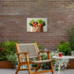 Papieren - Boodschappen - Groente - Kleurrijk Tuinposter op houten frame 2 cm dik klein -sfeer3