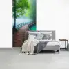 Brug - Water - Rivier - Bos fotobehang vinyl groot -slaapkamer