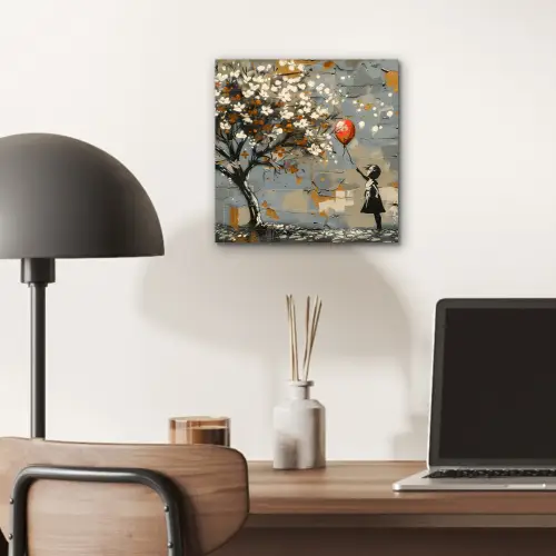 Boom - Graffiti - Banksy Style - Balloon Girl aluminium wit klein -sfeer5