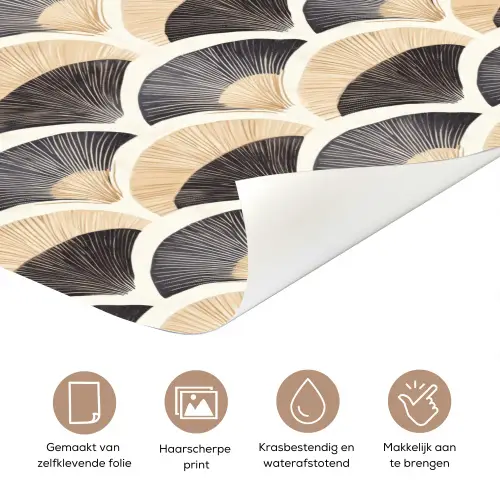 Waaier - Patroon - Zwart - Beige deurposter klein 289 -closeup_NL