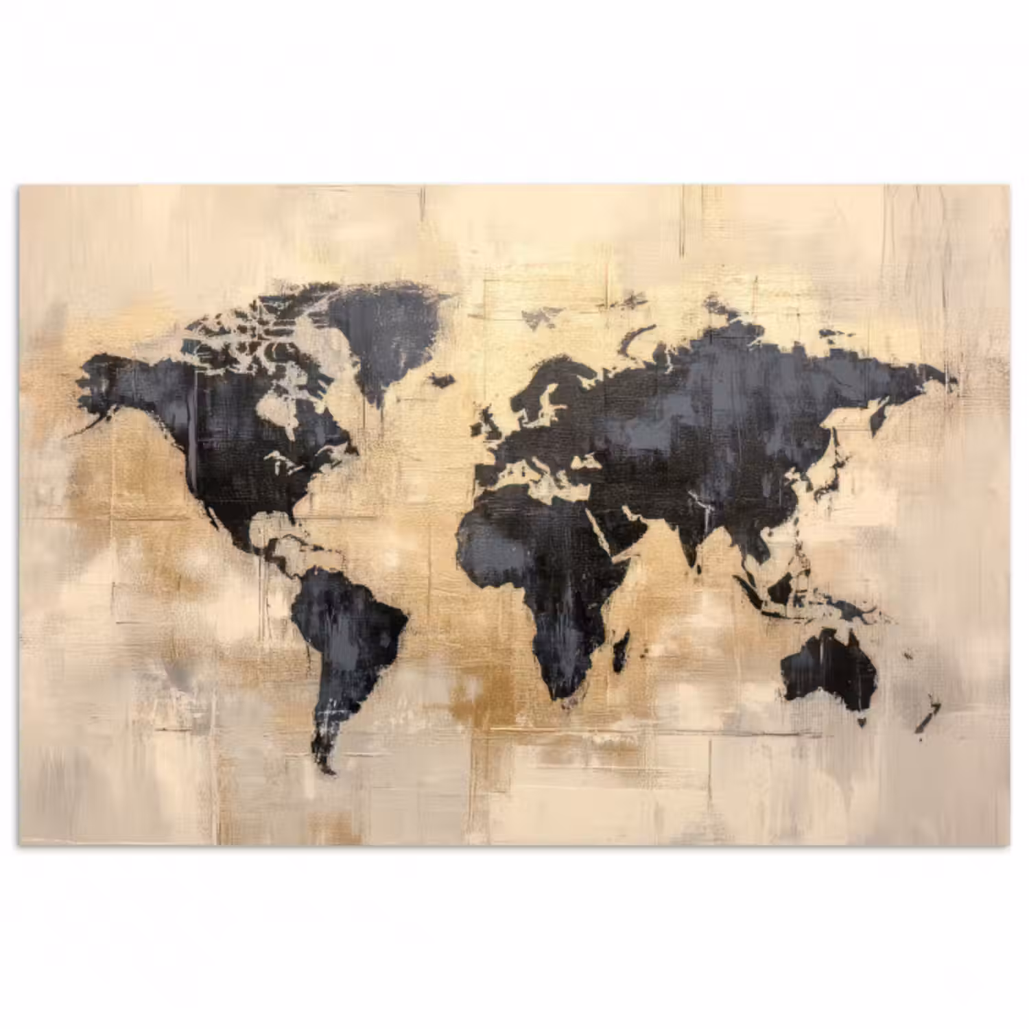 Poster - Weltkarte - Gold - Schwarz - Abstrakt