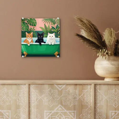 Badkamer - Kattenparade - Kleurrijk plexiglas 5mm klein -sfeer5