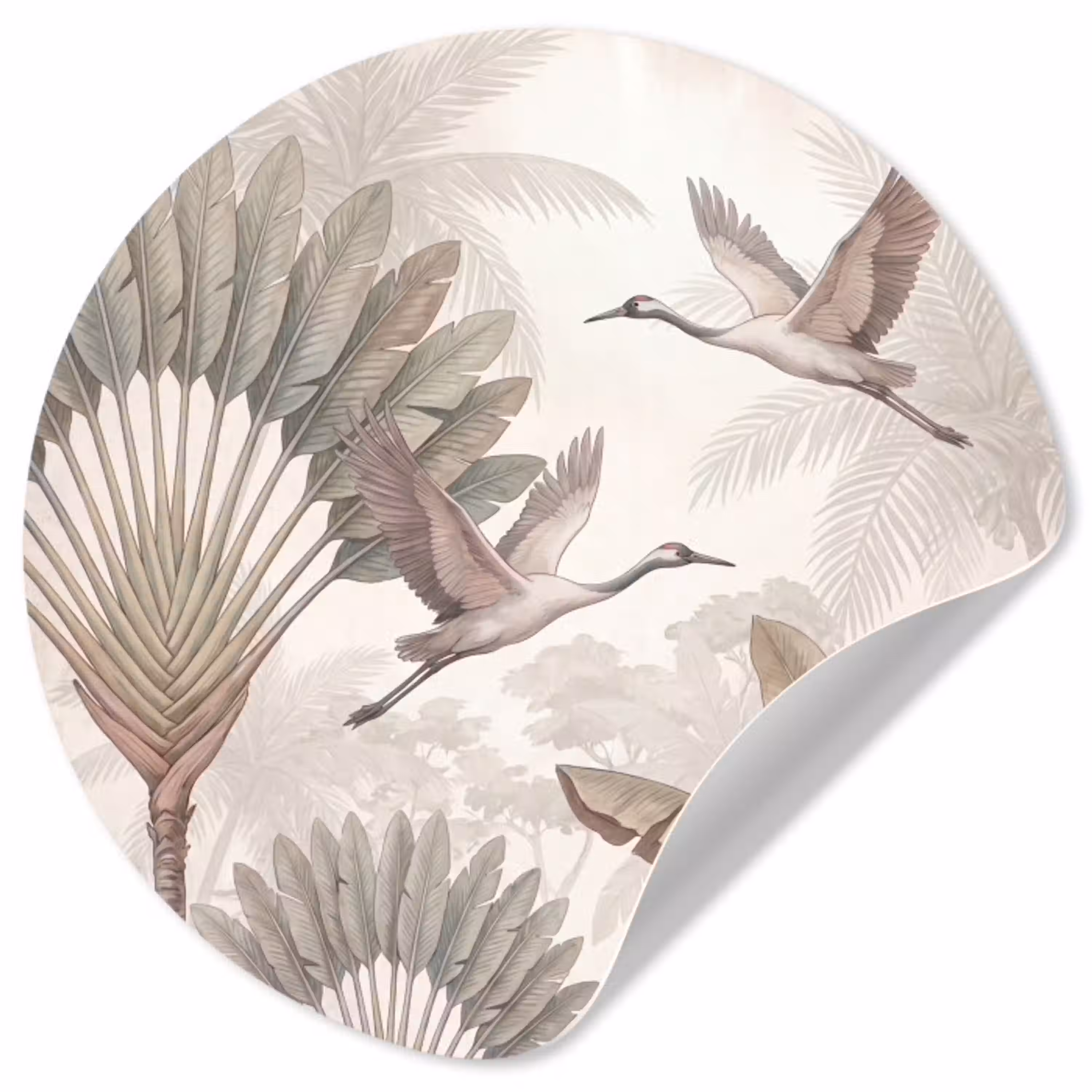 Vogel - Tropisch - Jungle - Natuur - Beige Wandcirkel behangsticker klein -3d