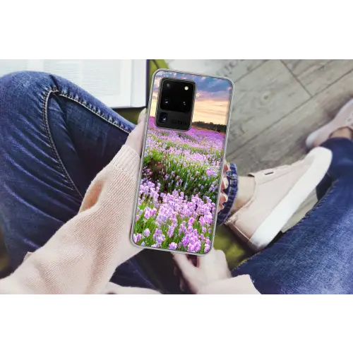 Lavendel - Bloemen - Zonsondergang - Paars - Weide Telefoonhoesje Samsung Galaxy S20 Ultra klein -handS20Ultra