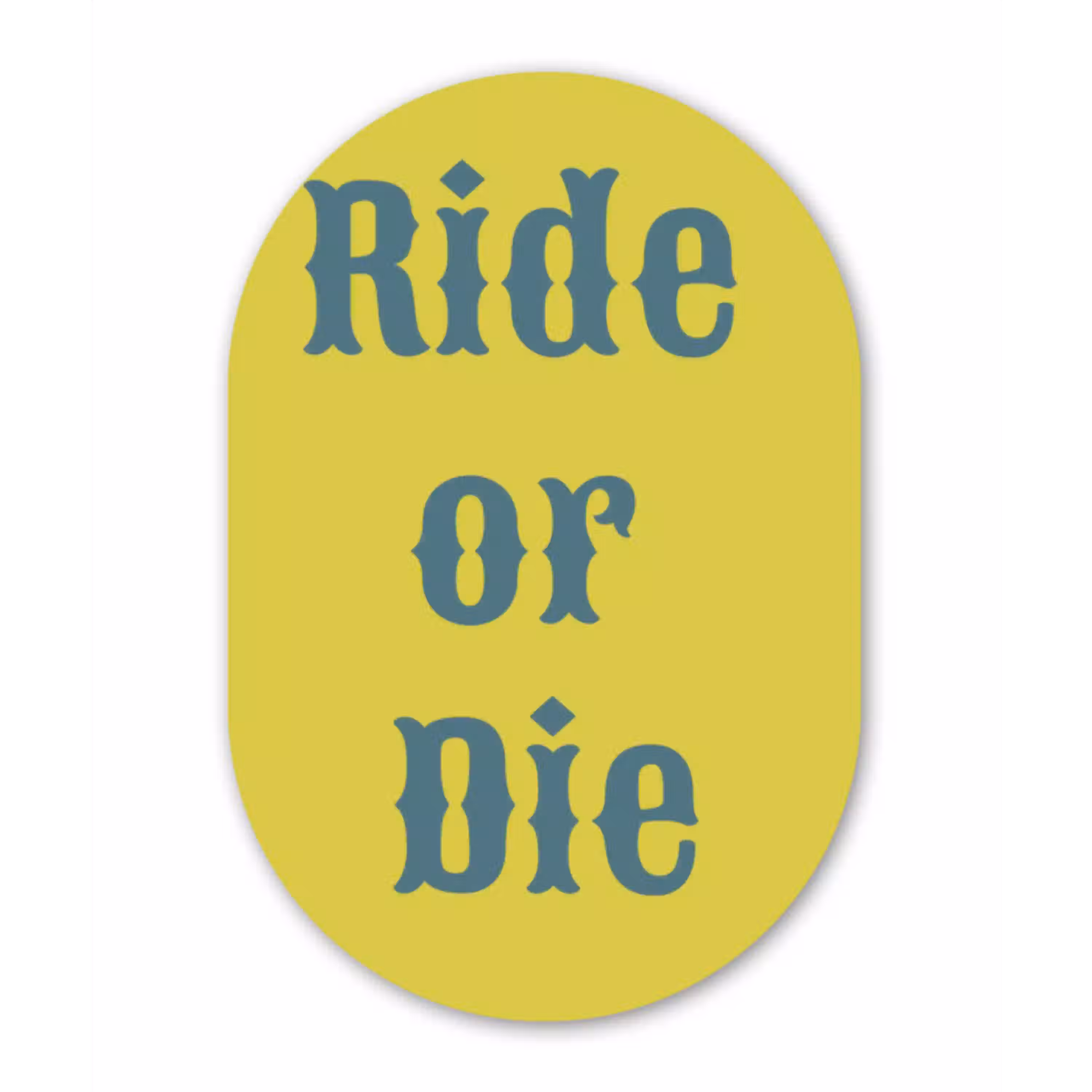 Ride or die - Geel - Blauw Wandcirkel Ovaal Glas middel -3d