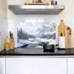 Sneeuwlandschap - Bergen - Rivier - Winter Inductie beschemer met haakjes klein -sfeer2