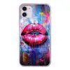 Graffiti - Lippen - Felroze - Geschilderd Telefoonhoesje iPhone 11 klein -3d