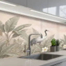 Kraanvogels - Natuur - Roze keuken achterwand 2 middel -3d_schuin