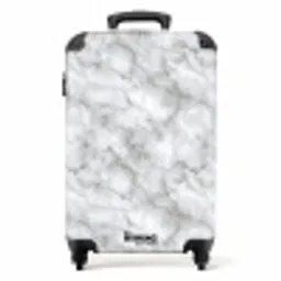 Grijs - Marmer - Klassiek - Aders NBS - Handbagage koffer - Volwassenen Unisex middel -productfoto_recht