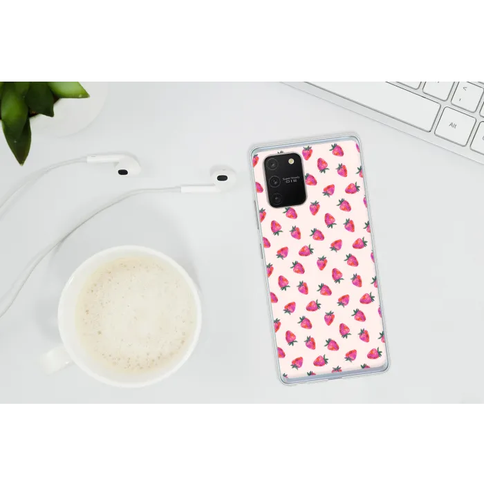 Aardbeien - Rood - Roze - Patroon Telefoonhoesje Samsung Galaxy S10 Lite klein 364 -oordopS10Lite