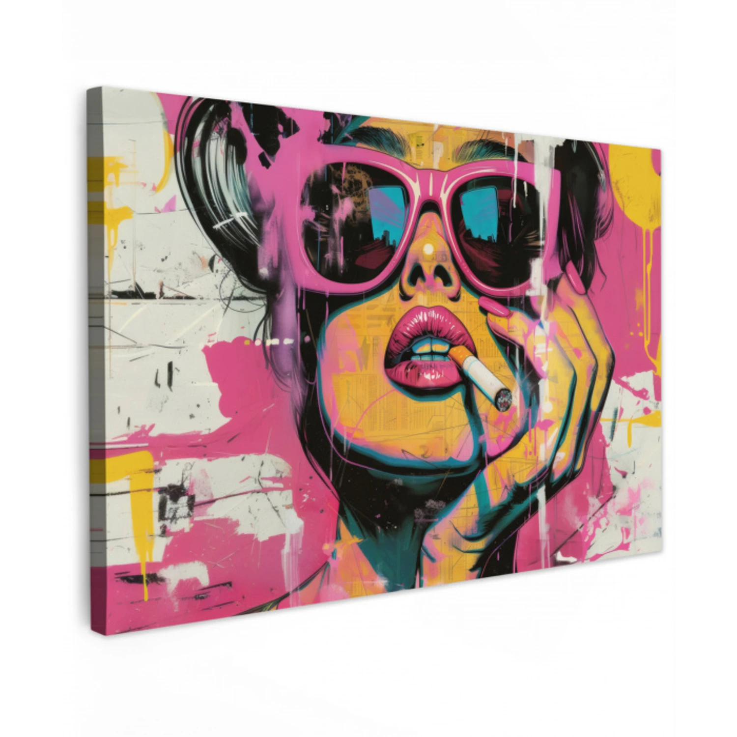 Portret - Vrouw - Abstract - Zonnebril Tuinposter op houten frame 2 cm dik klein -3d