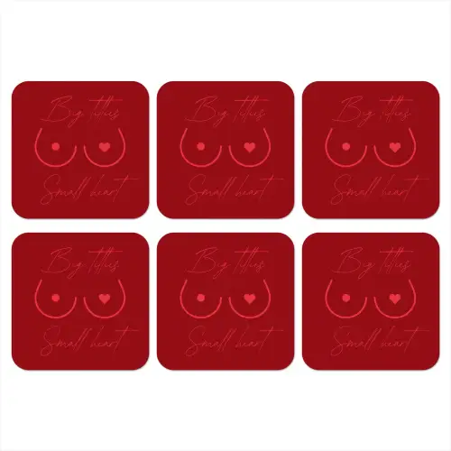 Big titties small heart - Rood - Hart onderzetter kurk middel -3d