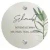 Lichtbeige met plant - Sierlijk Naambord Rond klein -3d