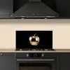 Appel - Goud - Chrome - Zwart keuken achterwand spatscherm klein -sfeer1