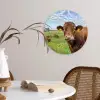 Koe - Weide - Bloemen Wandcirkel kunststof plaat 5mm dik klein -sfeer4