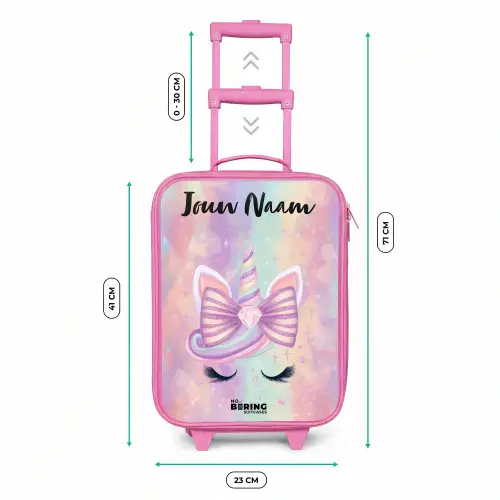 Eenhoorn - Glitters - Regenboog - Pastel Kinderkoffer - Roze klein -productfoto_formaten