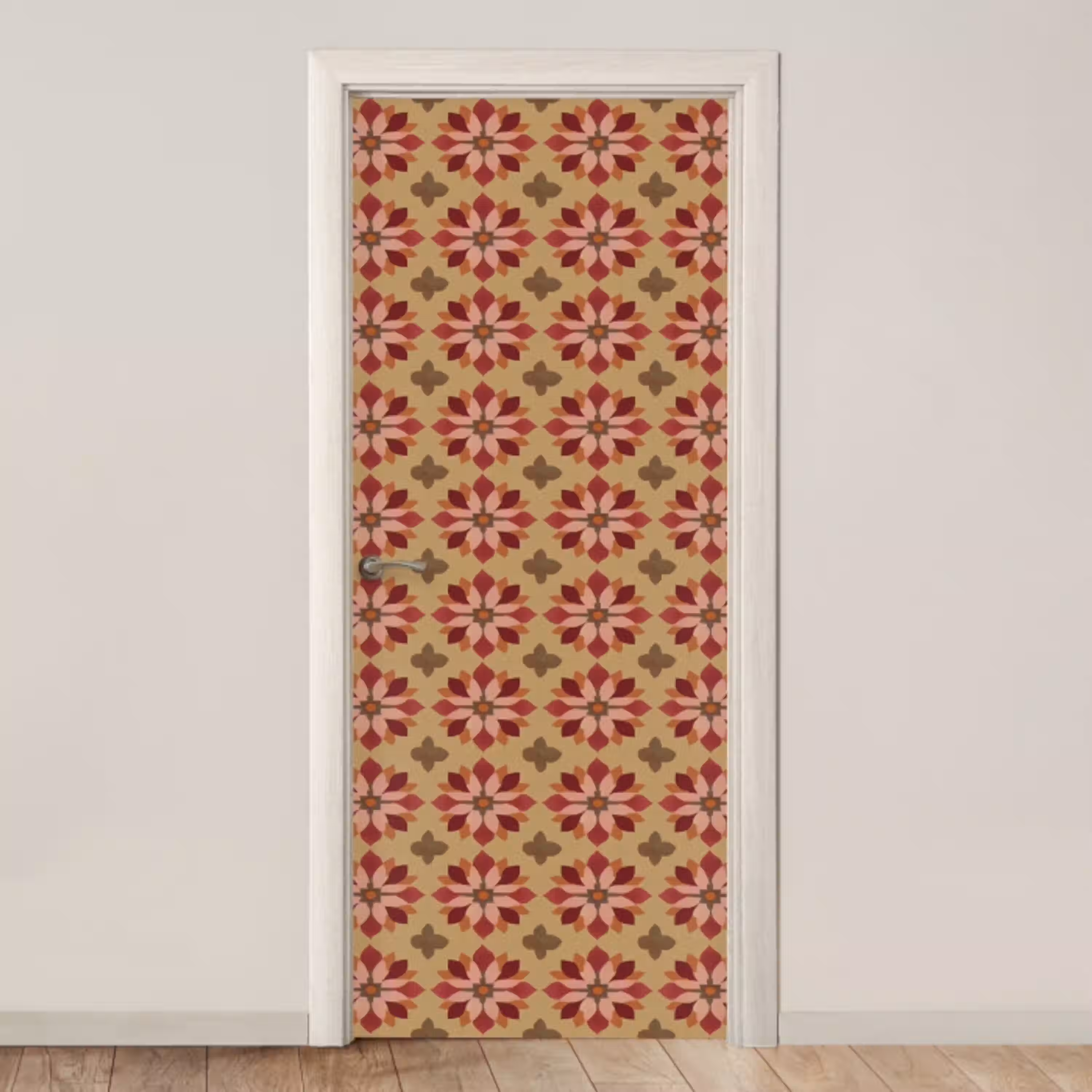 Bloemen - Retro - Groen deurposter klein 289 -3d_beige