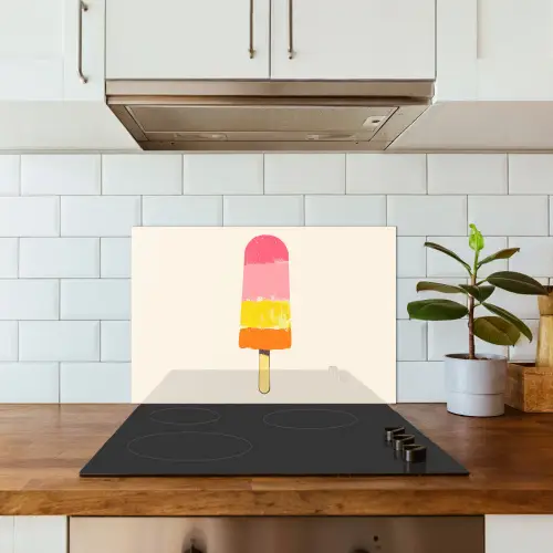 Waterijsje - Retro - Stokje - Roze keuken achterwand spatscherm klein -sfeer2