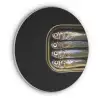 Sardines - Blik - Zwart - Vissen Akoestische PET Vilt - Rond klein -3d