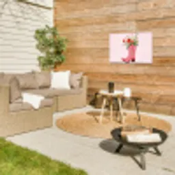 Cowboylaarzen - Roze - Boeket - Bloemen Tuinposter op houten frame 2 cm dik klein -sfeer2