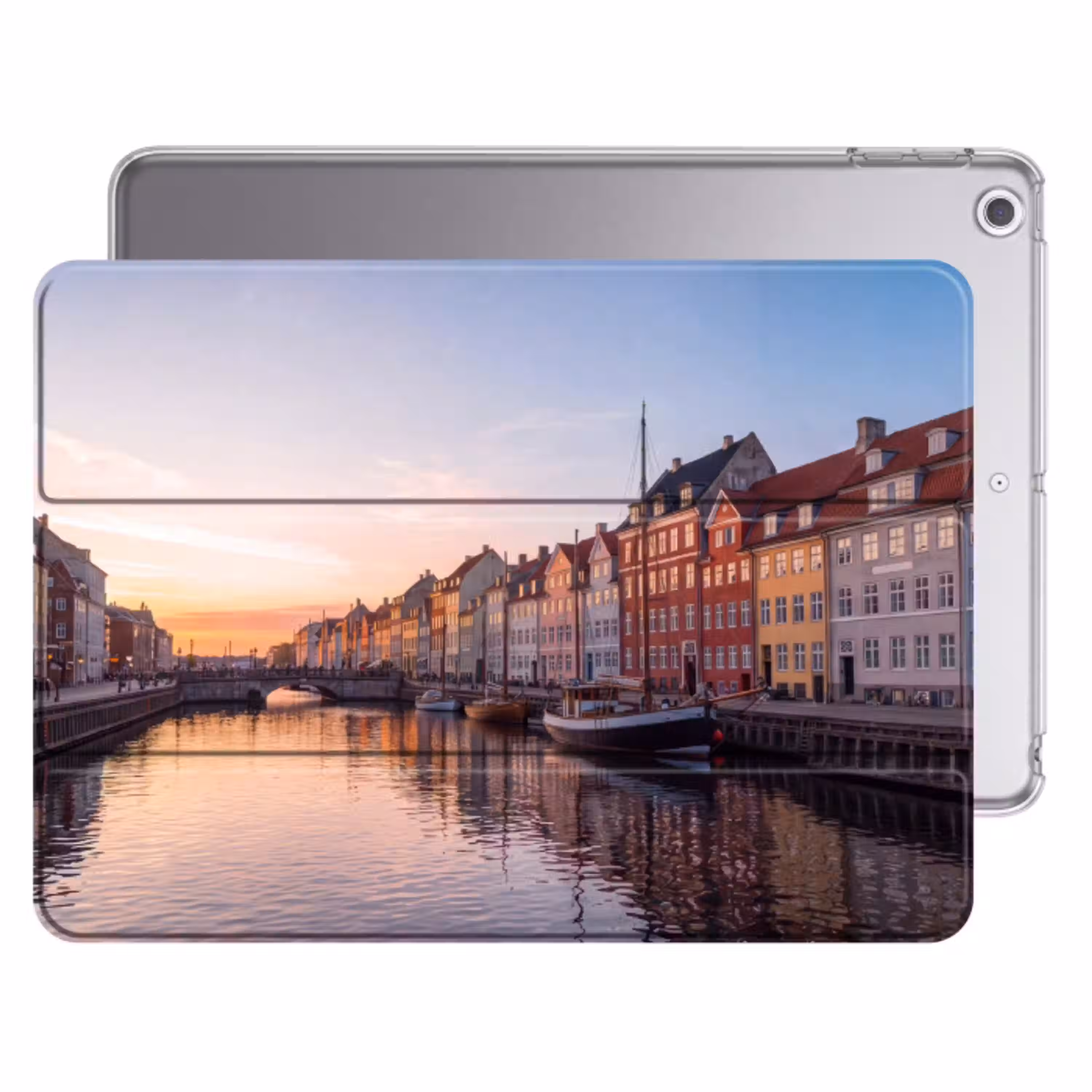 Stad - Gracht - Zonsondergang - Klassiek - Kleurrijk Apple iPad 2017 middel -threedimensional_3d_global