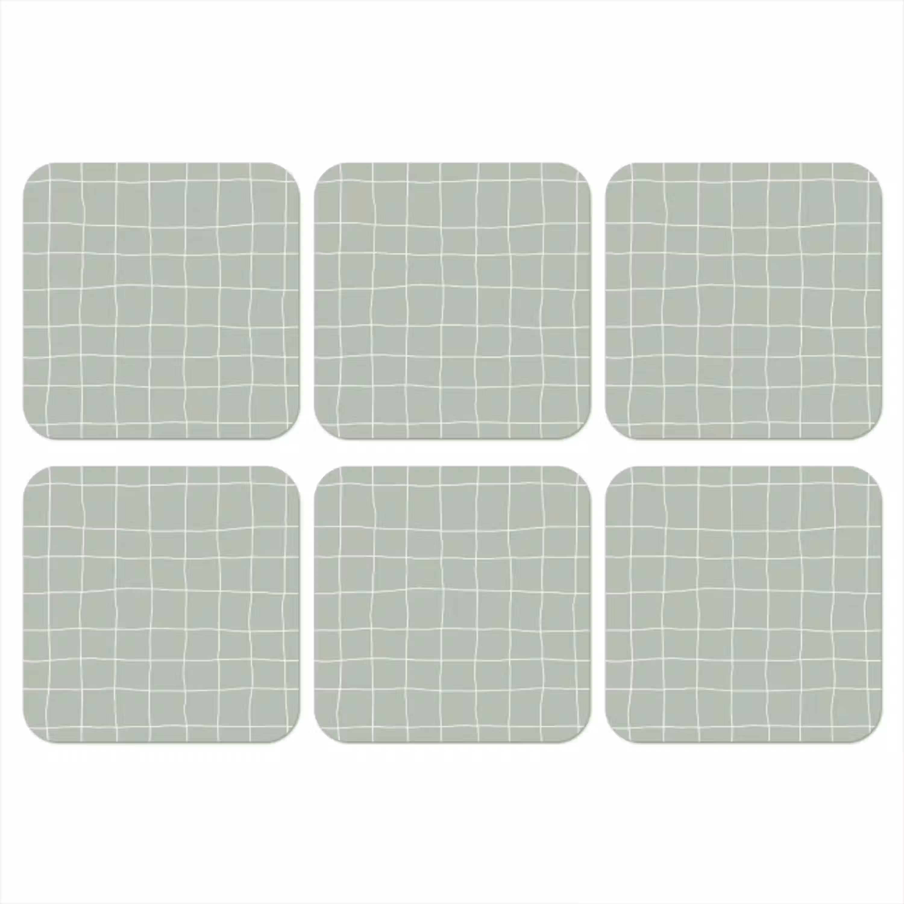 Ruitpatroon - Golvend - Groen onderzetter kurk middel 366 -3d
