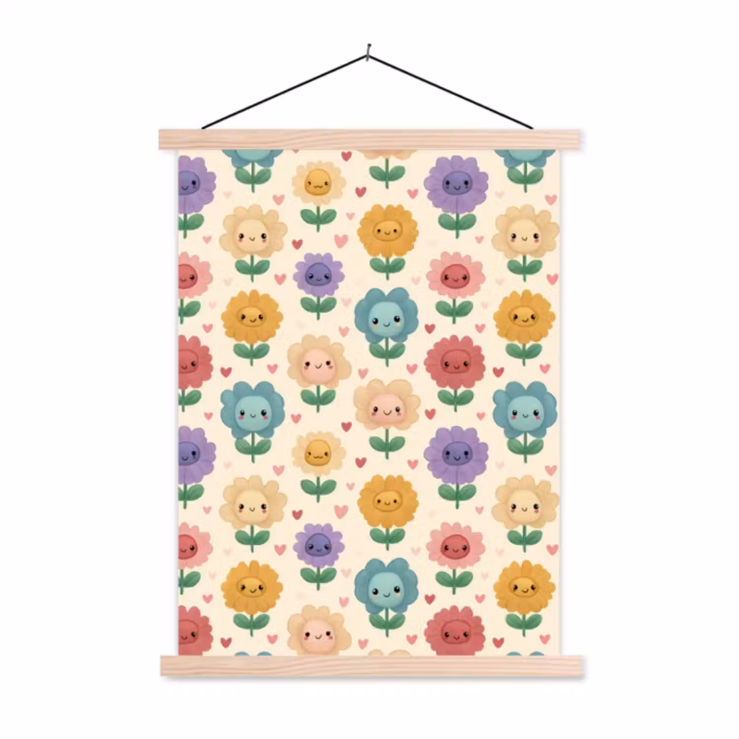 Hanging Poster - Flowers - Hearts - Colorful