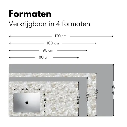 Wit - Penseelstreken - Reliëfeffect Muismat XXL klein 681 -sfeer5