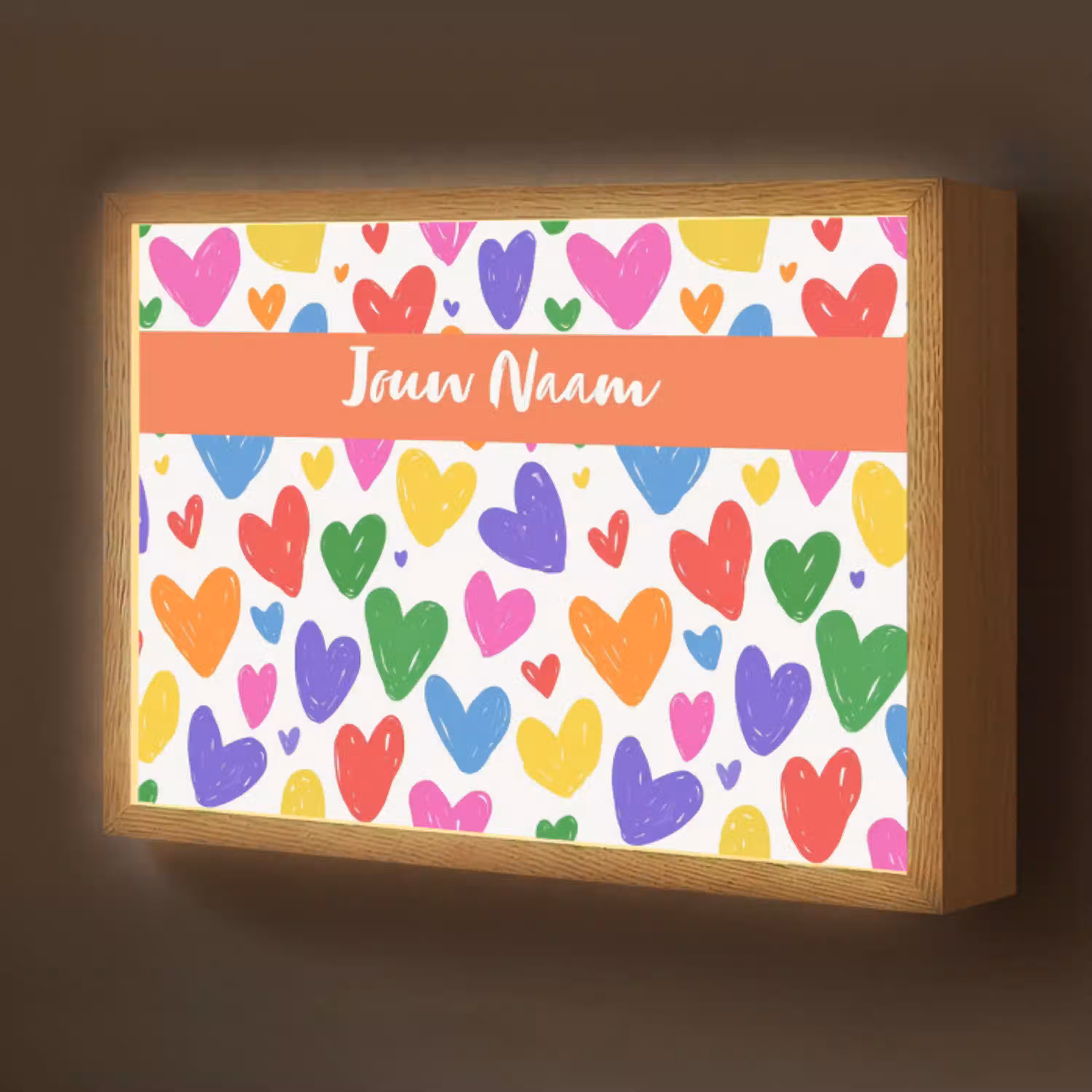 Hartjes - Patroon - Kleurrijk Light Box met batterij (Wandlamp kind) middel -z3d_website