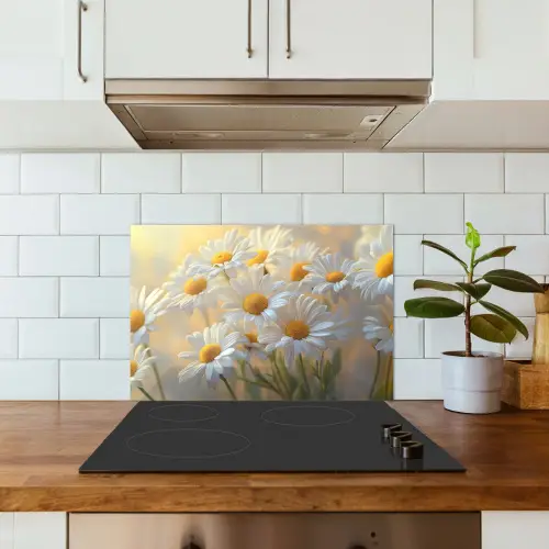 Madeliefjes - Wit - Zonlicht keuken achterwand spatscherm klein -sfeer2