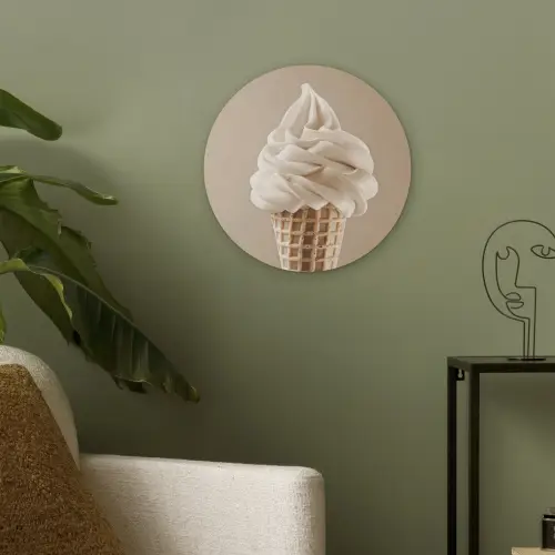 IJs - Softijs - Romig - Hoorntje - Beige Akoestische PET Vilt - Rond klein -sfeer2
