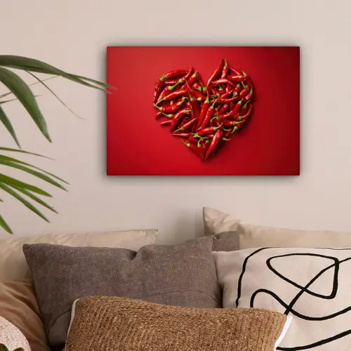Pepers - Rood - Hart canvas 2cm klein -sfeer1