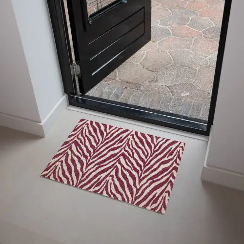 Zebra - Motief - Bordeaux - Rood Deurmat klein 898 -sfeer5