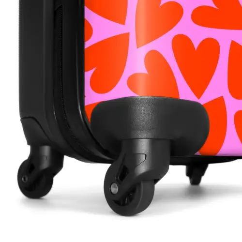 Dicht patroon van rode harten op roze achtergrond NBS - Handbagage koffer - Kinderen Unisex middel -wiel