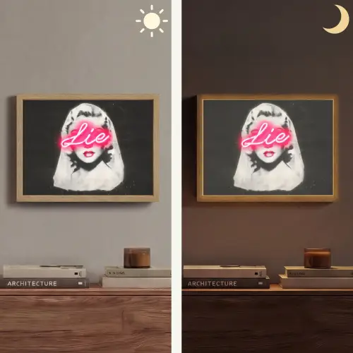 Neon - Letters - Vintage - Vrouw Light Box met batterij (Wandlamp) middel -sfeer3