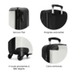Golven - Ribbels - Wit NBS - Handbagage koffer - Volwassenen Unisex middel zzzzzzzbolletjes_FR