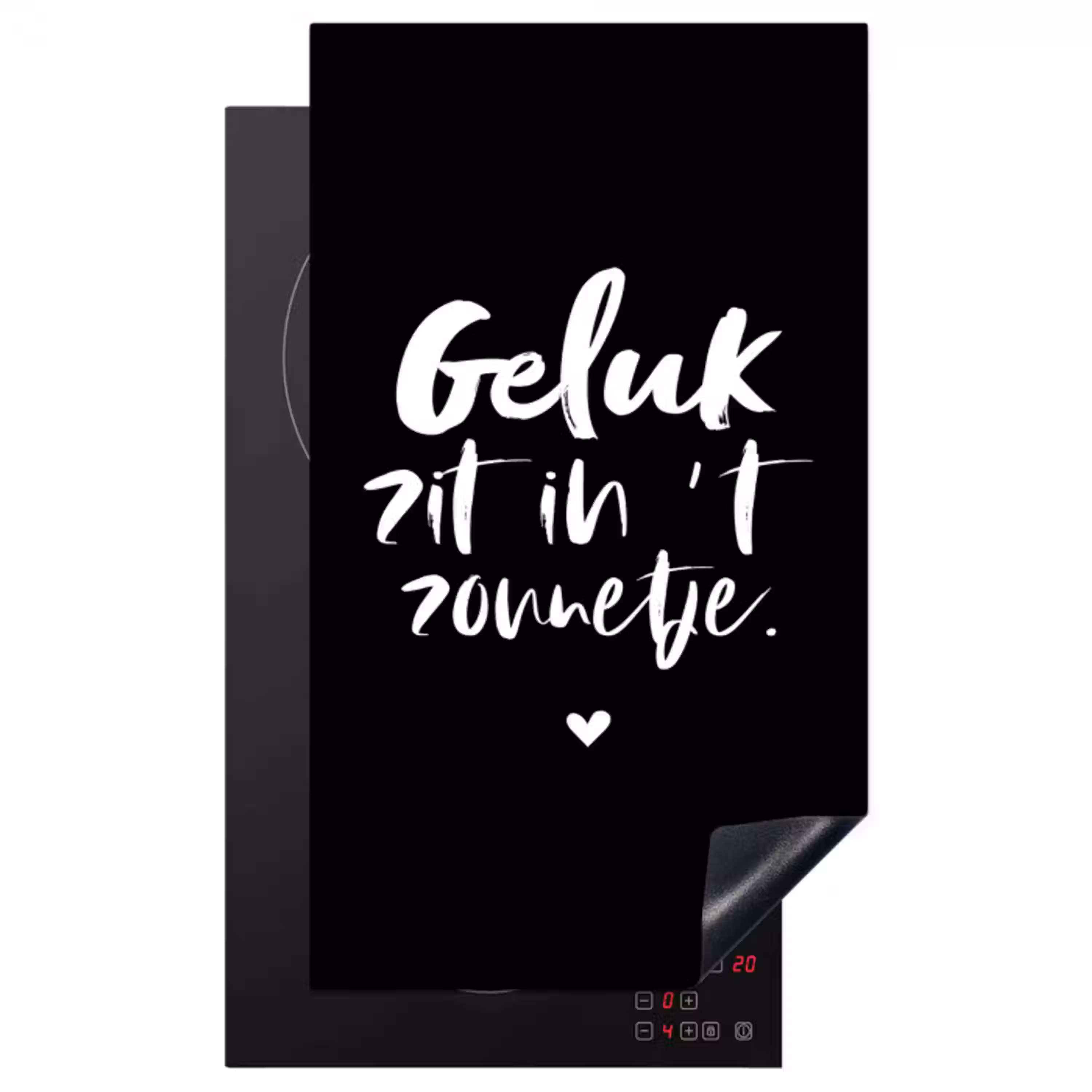 Tekst - Geluk zit in 't zonnetje - Quotes - Zomer - Zon Inductie beschermer vinyl 3mm middel -3d