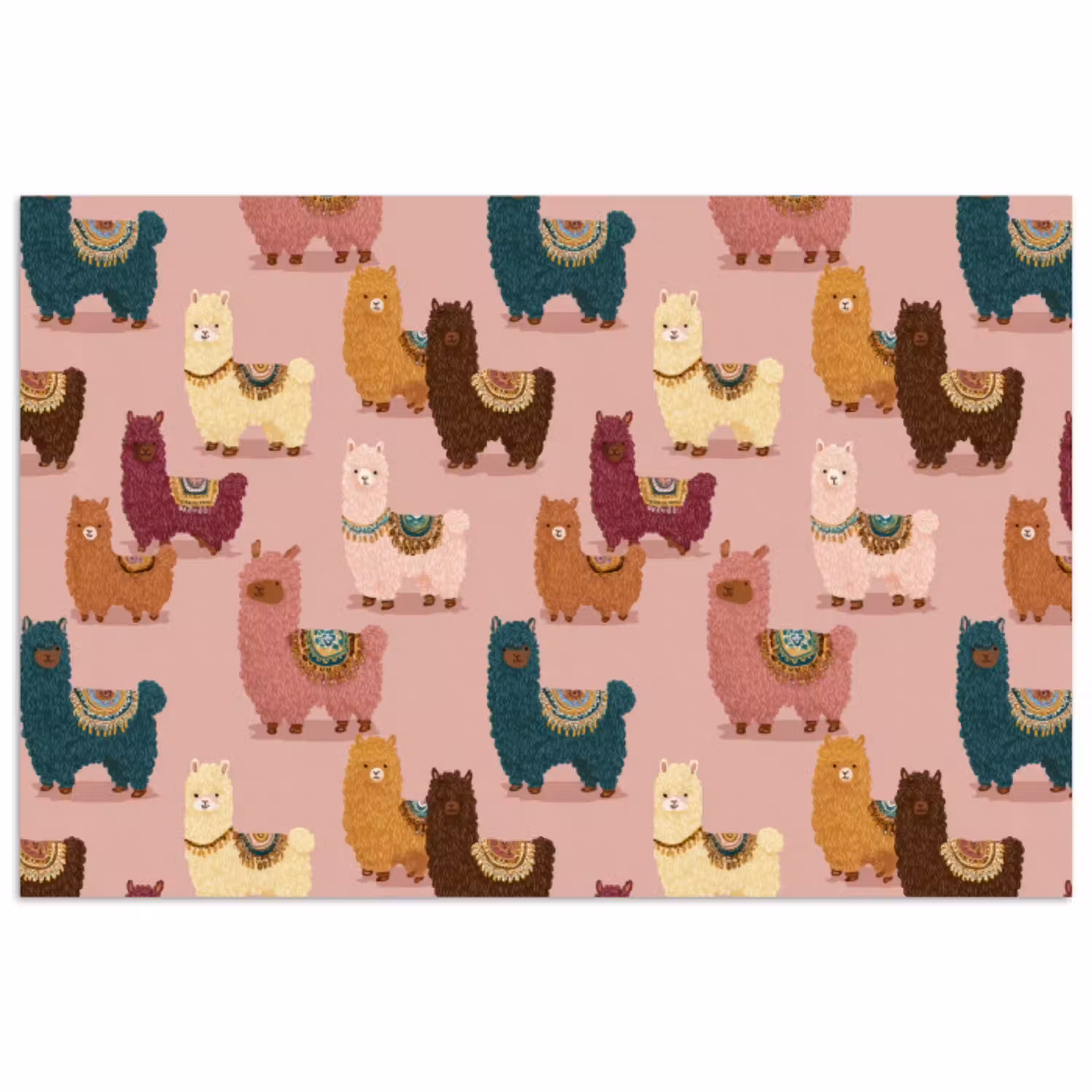 Alpaca's - Patroon - Kleurrijk poster papier klein 62 -3d