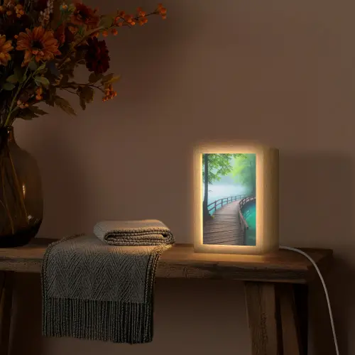 Brug - Water - Rivier - Bos Light Box met kabel (Tafellamp) klein -sfeer4