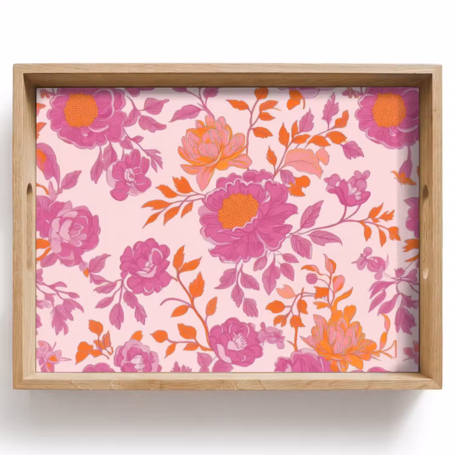 Dienblad - Bloemenpatroon - Roze - Oranje - Bloemen